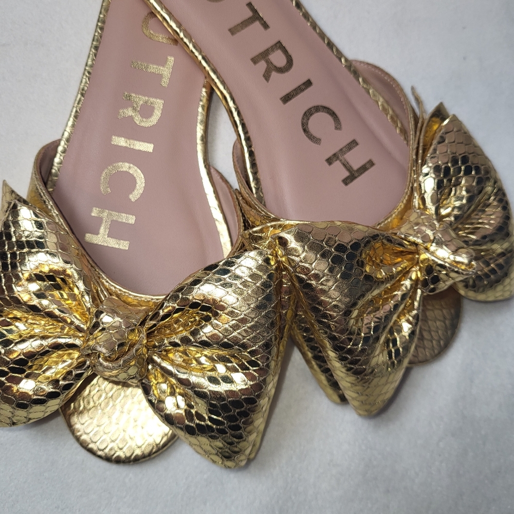 Butrich Alina Slide Flat Metallic Gold Bow Sandals Women's Size EU 36 US 5.5 - Picture 8 of 10
